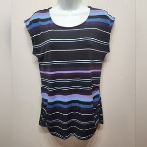 Christopher & Banks Sleeveless Top Small‎ Striped Black Multicolor Casual B831